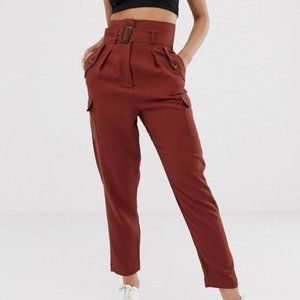 ASOS DESIGN Tapered Pants HIGH WAIST with belt